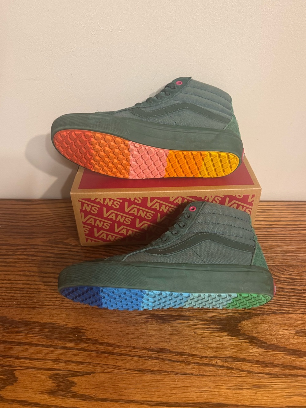 Vans x Hedley & Bennett Sk8-Hi Green Hig-top VanGuard Rainbow Soles Unisex